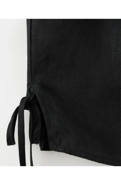 Mango Linen Top With Bows In Black