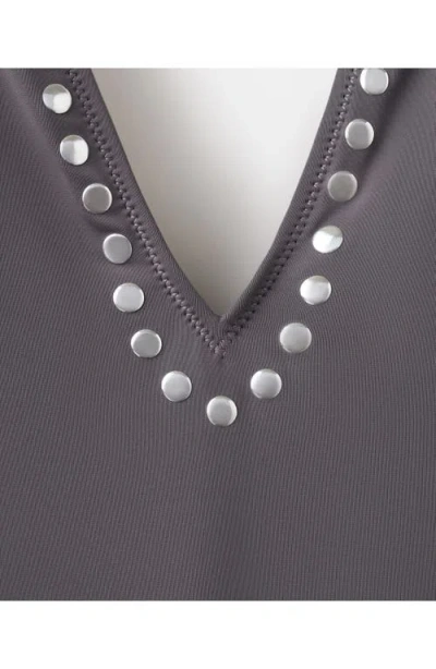 Mango Halter Swimsuit With Studs In Gray
