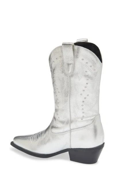 Bottero Metallic Western Boot In Silver