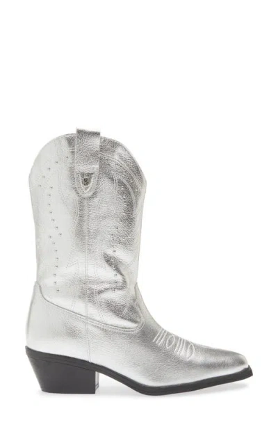 Bottero Metallic Western Boot In Silver