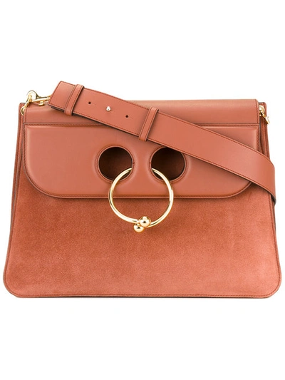 Jw Anderson Pierce Large Leather And Suede Shoulder Bag In Tan