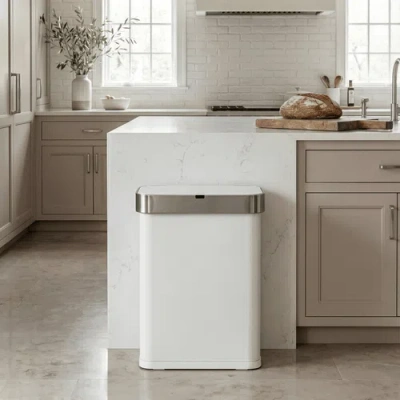 Simplehuman 58l Rectangular Sensor Can With Voice And Motion Control In White