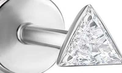 Maria Tash Invisible Set Triangle Diamond Single Threaded Stud Earring In Metallic