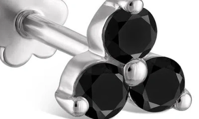 Maria Tash Black Diamond Trinity Single Threaded Stud Earring In Metallic