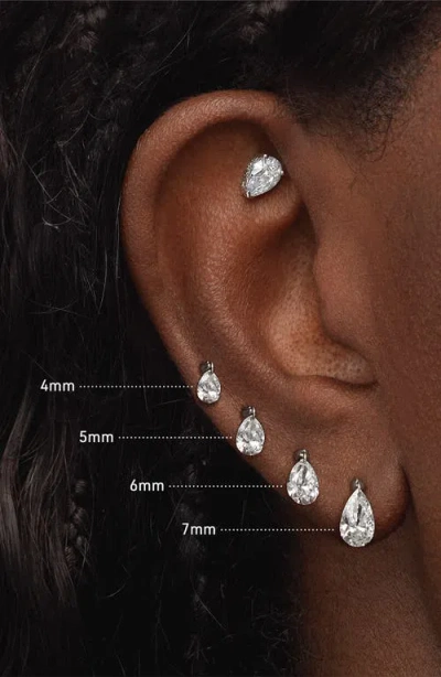 Maria Tash Single Floating Pear Diamond Charm Threaded Stud Earring In Gold