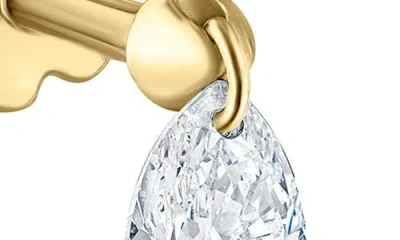Maria Tash Single Floating Pear Diamond Charm Threaded Stud Earring In Gold