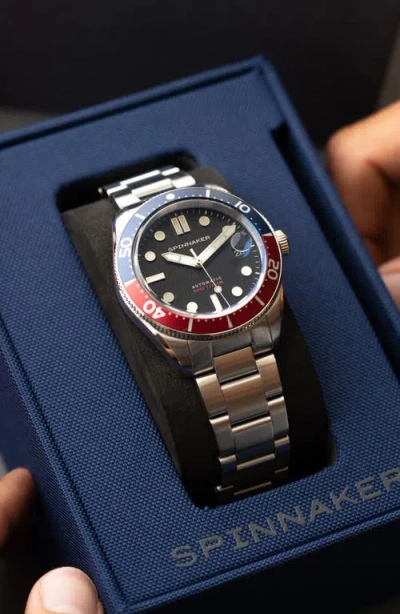 Spinnaker Black  Croft Mid Size Men's Japanese Automatic Elemental Watch In Metallic