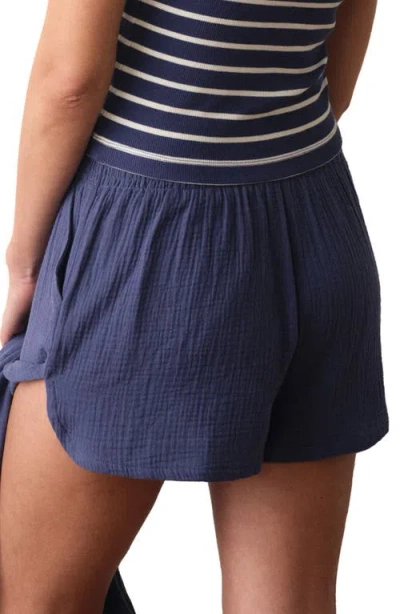 Marine Layer Isla Pull-on Double Cloth Shorts In Blue