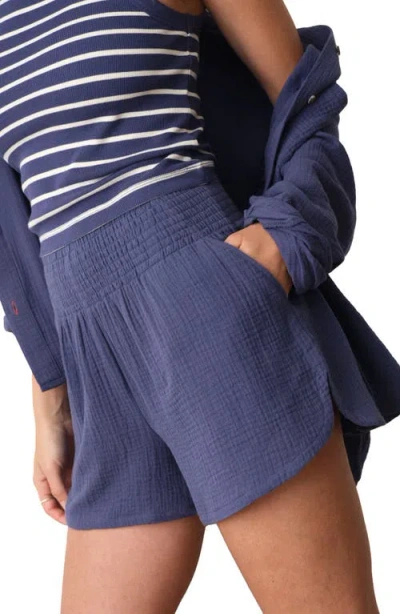 Marine Layer Isla Pull-on Double Cloth Shorts In Blue