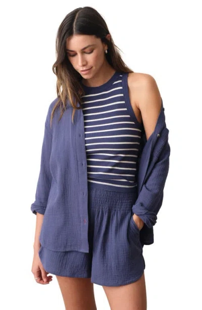 Marine Layer Isla Pull-on Double Cloth Shorts In Blue
