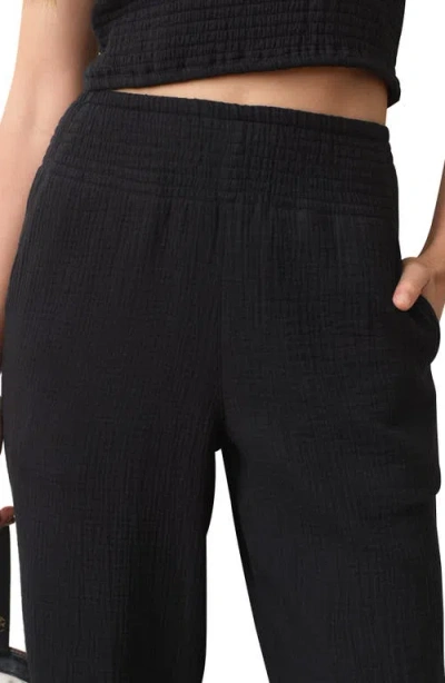 Marine Layer Isla Pull-on Double Cloth Wide Leg Pants In Black