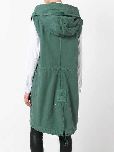Shop Mr & Mrs Italy Patched Sleeveless Mid Parka - Green