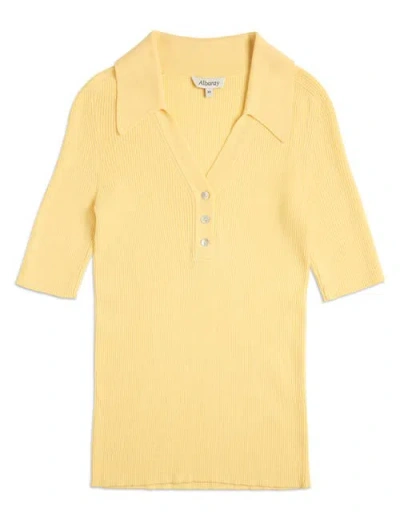 Albaray Button-front Collard Knit Top In Yellow