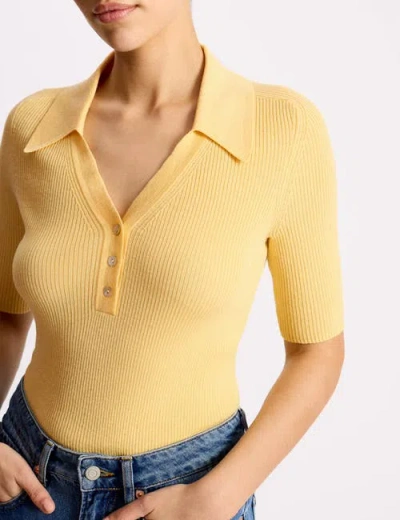 Albaray Button-front Collard Knit Top In Yellow