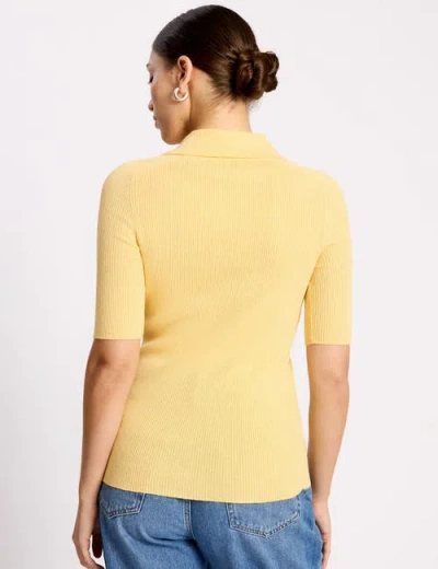 Albaray Button-front Collard Knit Top In Yellow