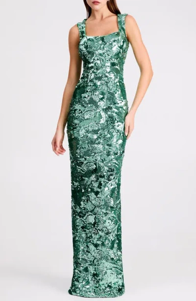 Helsi Iris Sequin Sleeveless Gown In Green