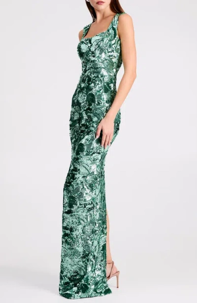 Helsi Iris Sequin Sleeveless Gown In Green