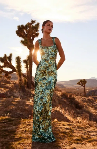 Helsi Iris Sequin Sleeveless Gown In Green