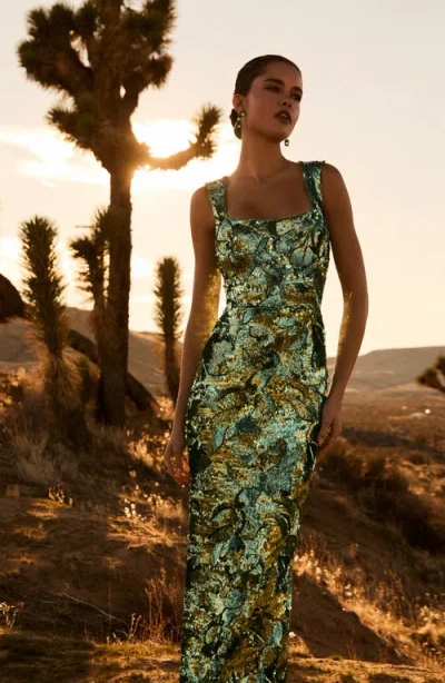 Helsi Iris Sequin Sleeveless Gown In Green