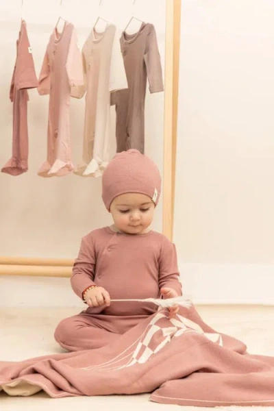 Bebe Bella Ribbed Button Up Long Sleeve Assorted Romper Set In Pink