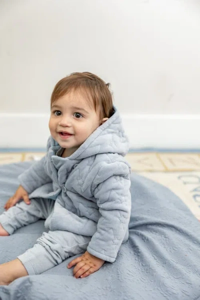 Bebe Bella Boy Front Button Quilted Velour Jacket In Blue