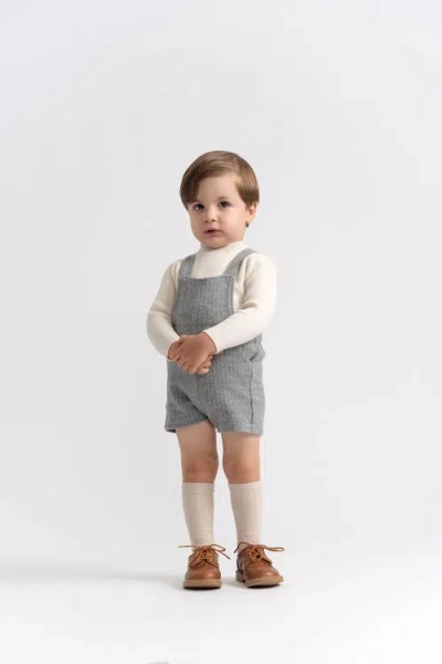 Space Grey Herringbone Stretch Overalls In Gray