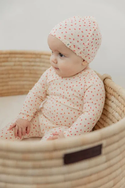 Fragile Crinkle Flower Print Romper With Hat Set In Pattern