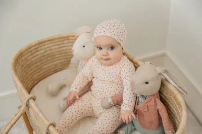 Fragile Crinkle Flower Print Romper With Hat Set In Pattern
