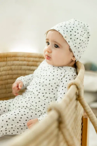 Fragile Crinkle Flower Print Romper With Hat Set In Pattern