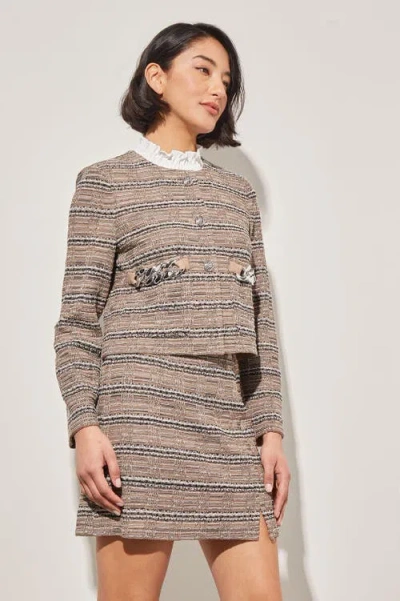 Ming Wang Button Front Heritage Jacket In Brown