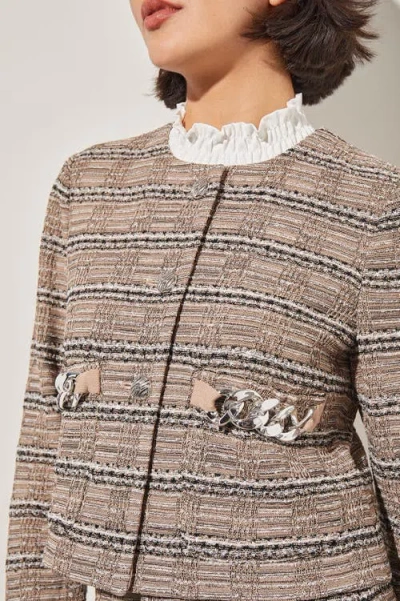 Ming Wang Button Front Heritage Jacket In Brown