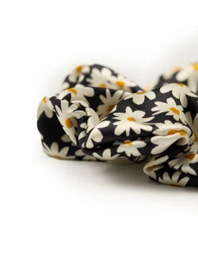 Olah Daisy Silk Scrunchie In Black