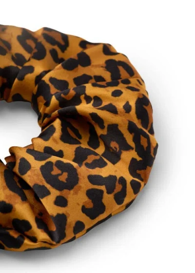 Olah Leopard Silk Scunchie In Brown