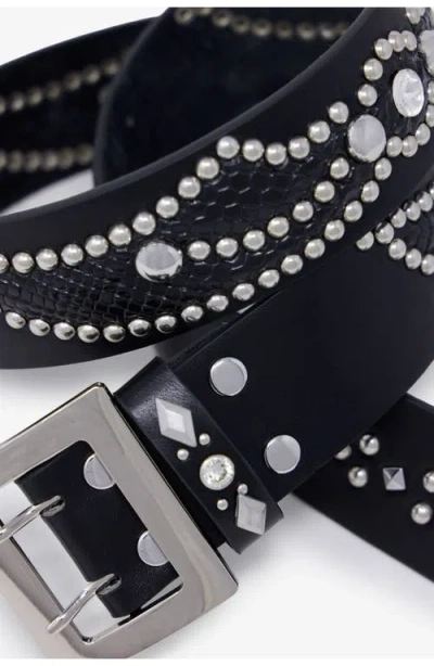 Mnml Stud Leather Belt In Black