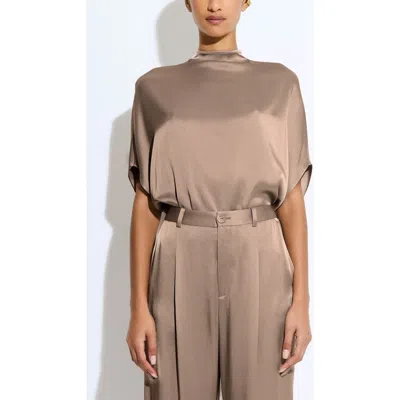 Lapointe Satin Cape Tee In Brown