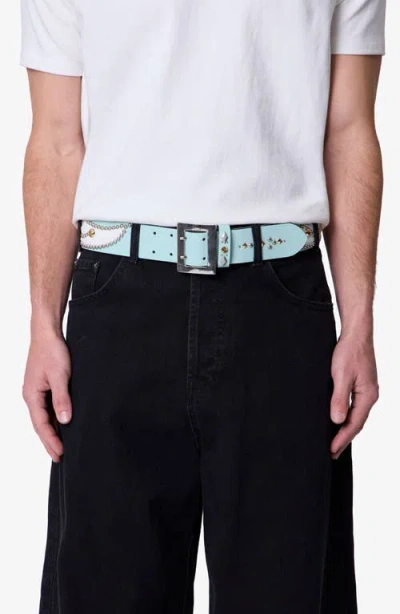 Mnml Stud Leather Belt In Blue