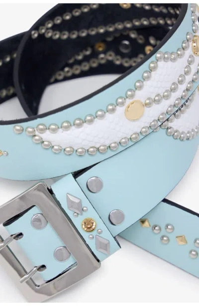 Mnml Stud Leather Belt In Blue