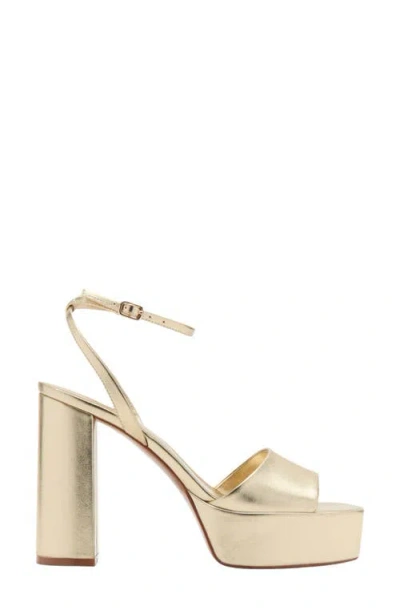 Mango Ankle Strap Platform Sandal In Gold