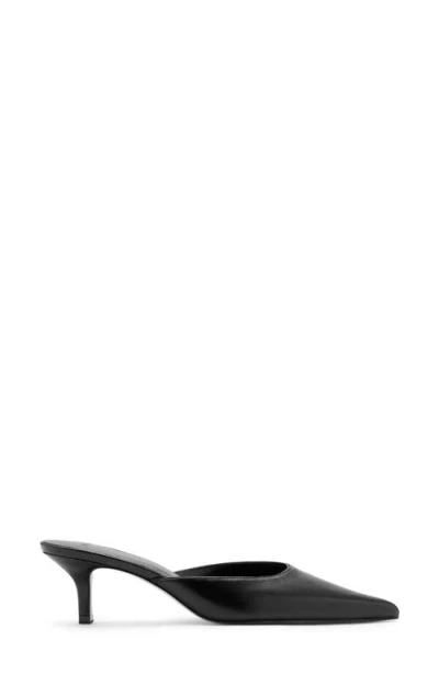 Mango Pointed Toe Kitten Heel Mule In Black
