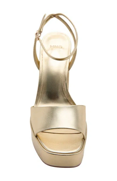Mango Ankle Strap Platform Sandal In Gold