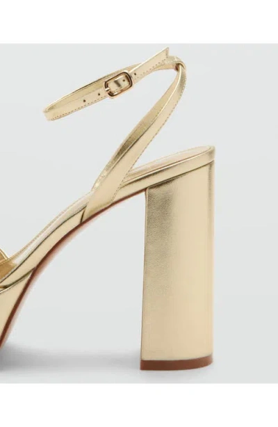 Mango Ankle Strap Platform Sandal In Gold