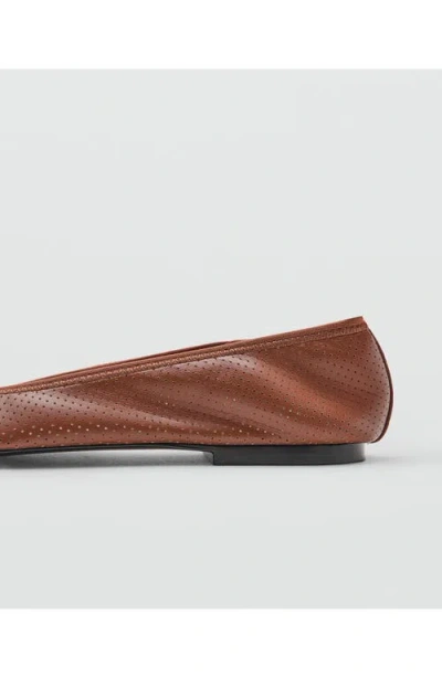 Mango Perforated Ballet Flat In Brown