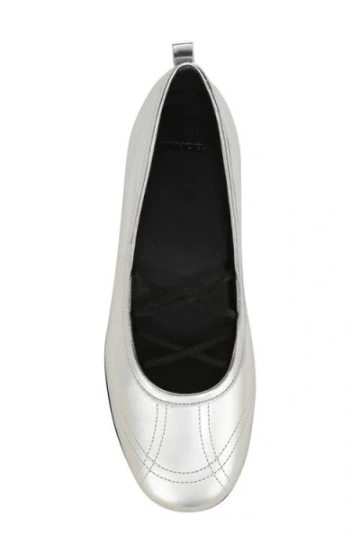 Vince Coralie Leather Ballet Flats In Silver