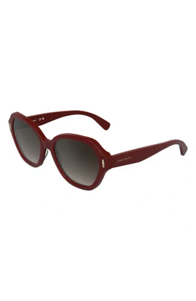 Longchamp Roseau 56mm Gradient Modified Rectangular Sunglasses In Red