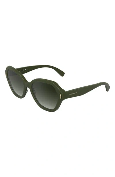 Longchamp Roseau 56mm Gradient Modified Rectangular Sunglasses In Green