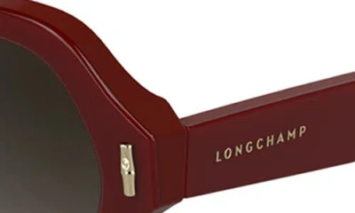 Longchamp Roseau 56mm Gradient Modified Rectangular Sunglasses In Red
