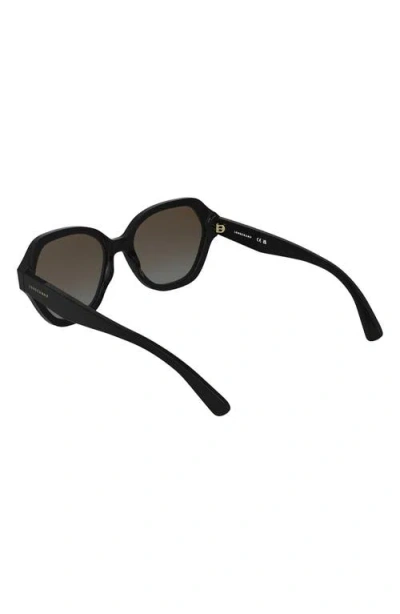 Longchamp Roseau 56mm Gradient Modified Rectangular Sunglasses In Black