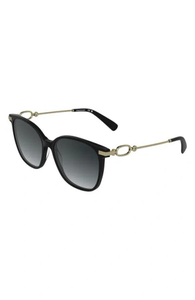 Longchamp Foulonn 55mm Gradient Modified Rectangular Sunglasses In Black