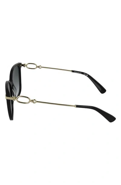 Longchamp Foulonn 55mm Gradient Modified Rectangular Sunglasses In Black