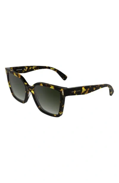 Longchamp Roseau 55mm Modified Rectangular Sunglasses In Green
